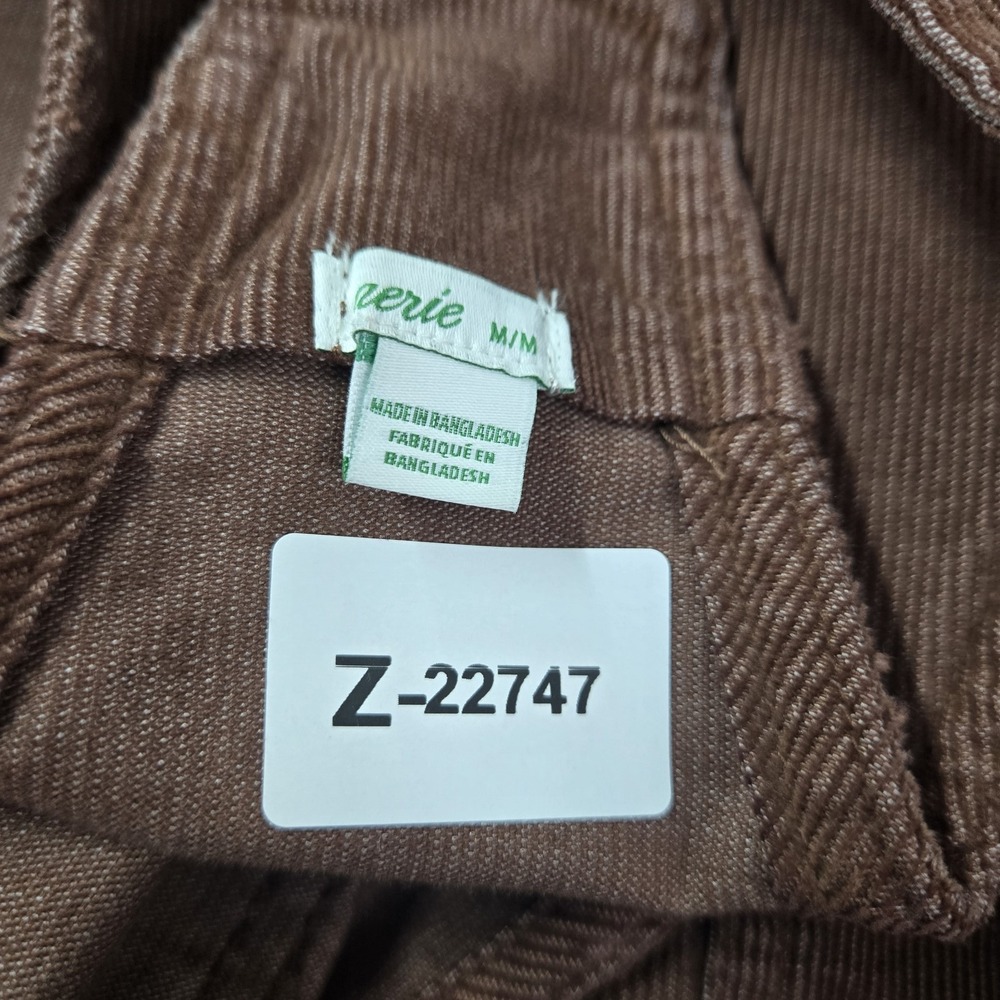 Aerie Women Pants M Brown Barrel Overalls Corduroy Utility Button 26" Inseam - Picture 2 of 11